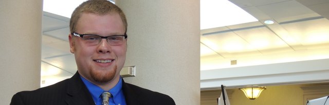 Photo of a student at a career fair.