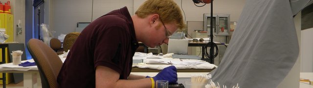 Photo of an intern in historical preservation.